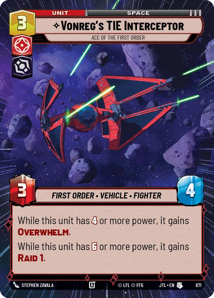 Vonreg's TIE Interceptor - Ace of the First Order (871) (Hyperspace Foil) (871) [Jump to Lightspeed]