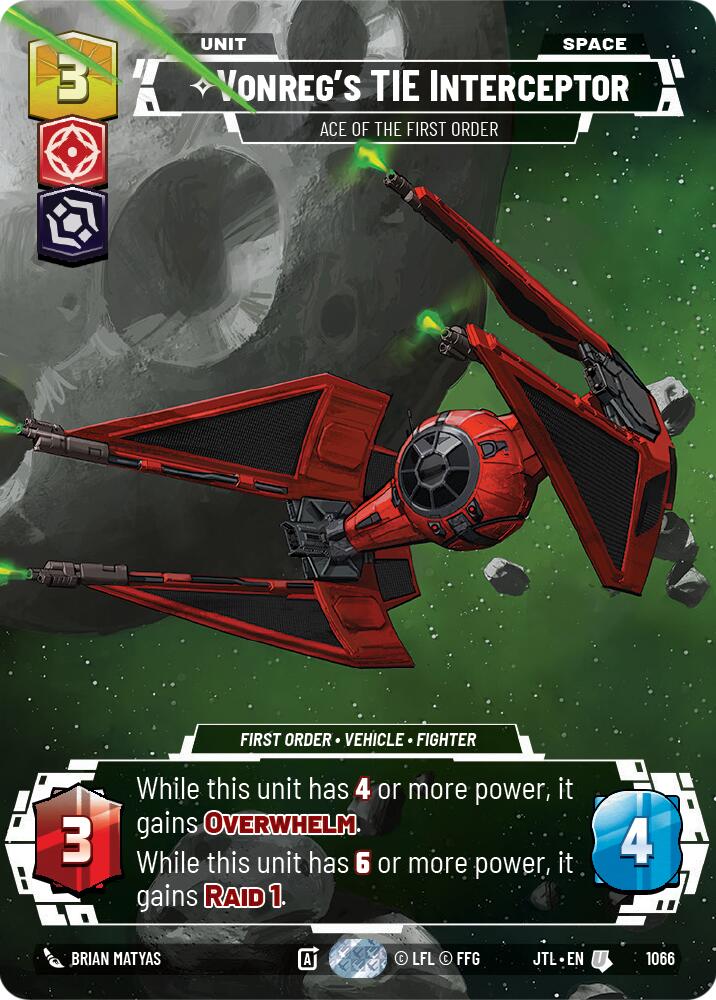 Vonreg's TIE Interceptor - Ace of the First Order (1066) (Prestige Foil) (1066) [Jump to Lightspeed]