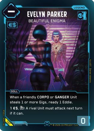 Evelyn Parker - Beautiful Enigma (Rare) (107) - Welcome to Night City  Retail Foil