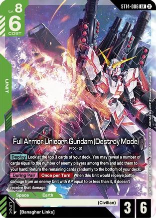 Full Armor Unicorn Gundam (Destroy Mode) (ST14-006) - Starter Deck 14 Heavy Dominion Holofoil