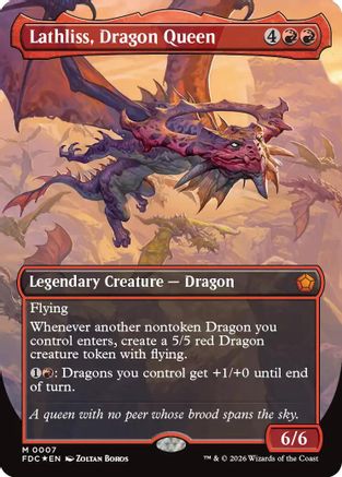 Lathliss, Dragon Queen (Borderless) (FDC-007) [Commander: Foundations] Foil