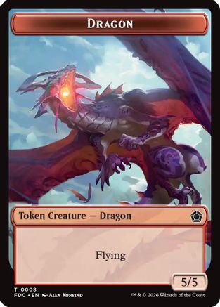 Dragon (0008) // Treasure Double-Sided Token (FDC-8 // 16) [Commander: Foundations]