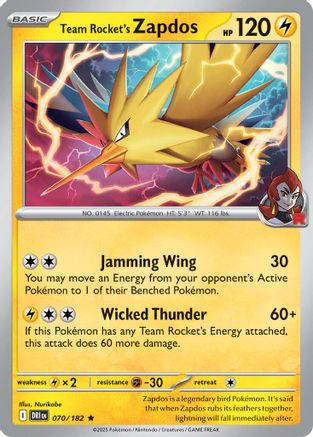 Team Rocket's Zapdos (070/182) [Deck Exclusives] - Rare