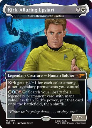Kirk, Alluring Upstart - Sisay, Weatherlight Captain (Borderless) (SDS-004) [Star Trek: Stardates] Foil