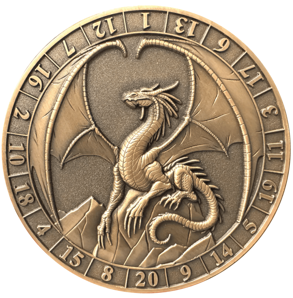 D20 Lawful Gold Dragon Dice Coin