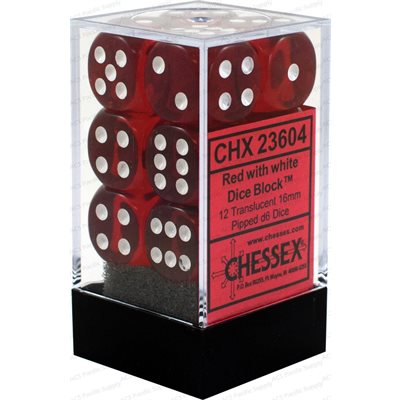 Dice Translucent: 12D6 Red/White