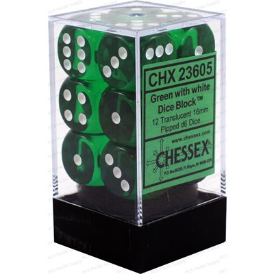 Dice Translucent: 12D6 Green/White